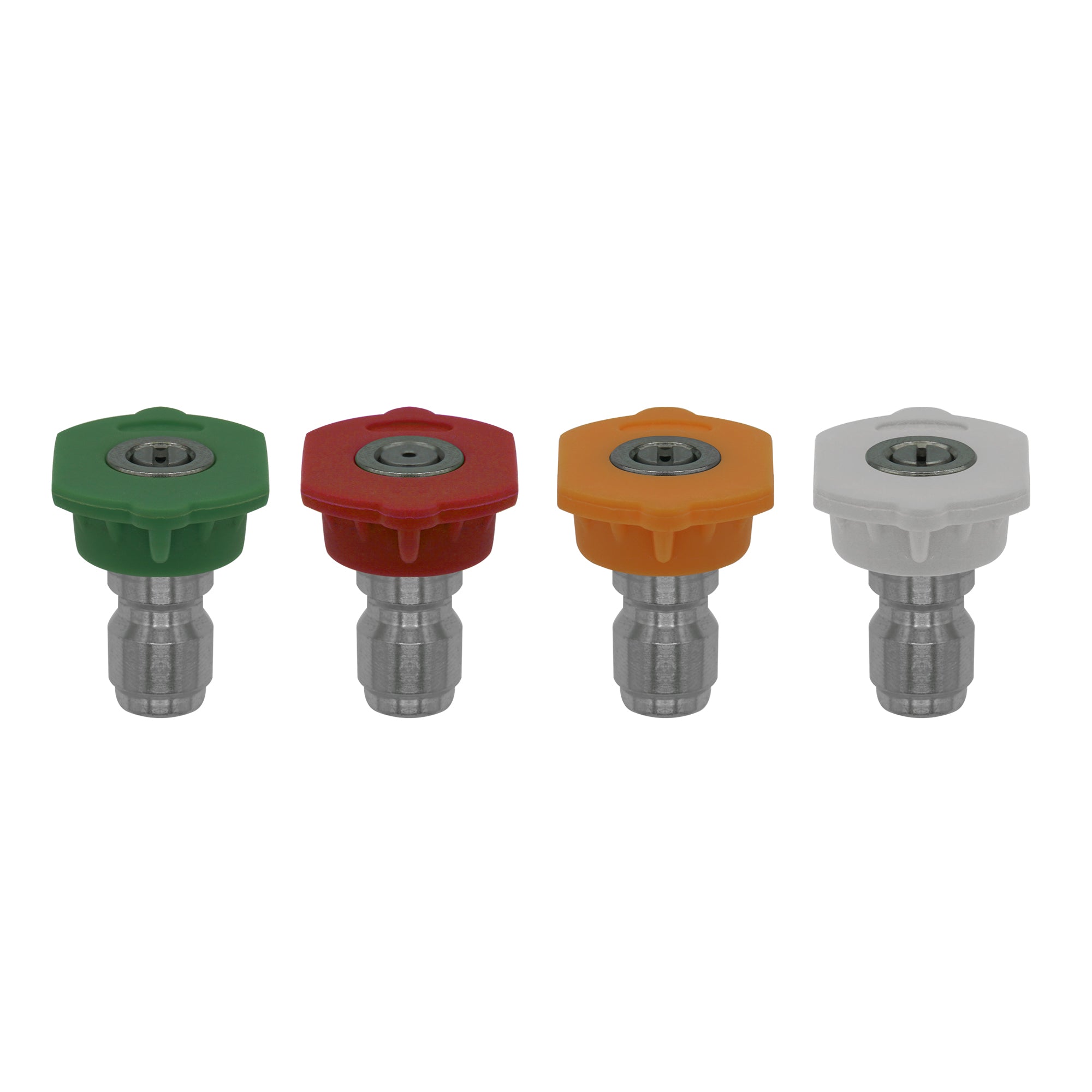 MaxFlow 4 Pack Pressure Washer Spray Nozzles - Red 0°, Orange 15°, Green 25° & White 40°